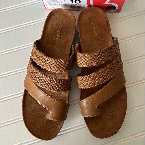 Baretraps Jaiden Sandals NIB 10 Caramel Brown  Strappy Slip On - Picture 2 of 5